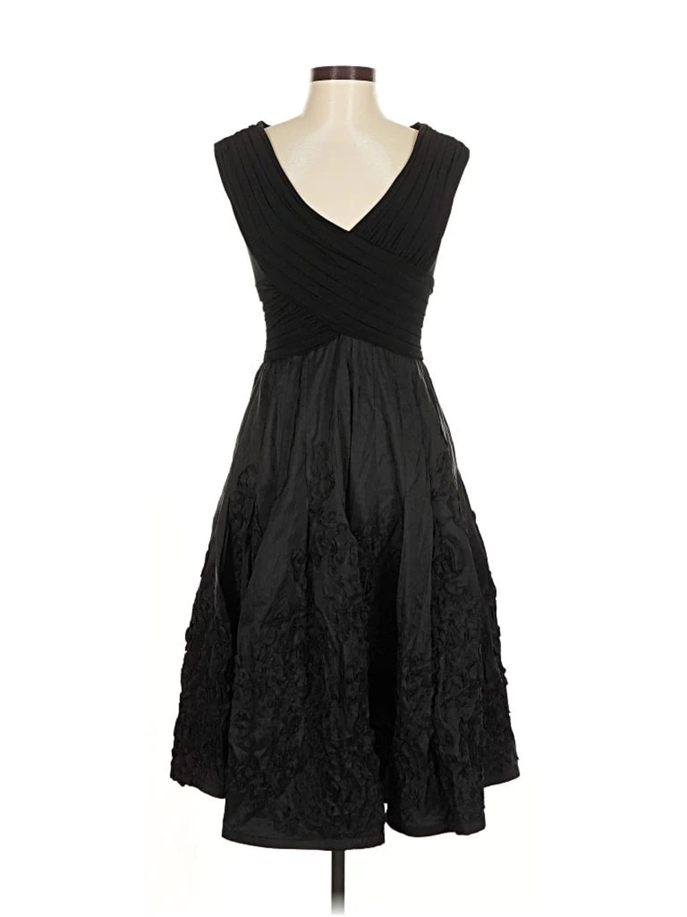 NWOT Adrianna Papell Black Cocktail Midi Dress Size 6